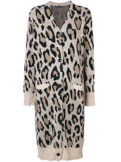 Shop R13 Cashmere Long Leopard Cardigan In Neutrals