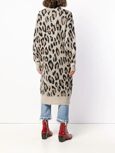 Shop R13 Cashmere Long Leopard Cardigan In Neutrals