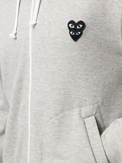 Shop Comme Des Garçons Play Logo Patch Hoodie In Grey