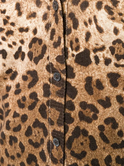 Shop Dolce & Gabbana Leopard-print Cashmere Cardigan In Brown