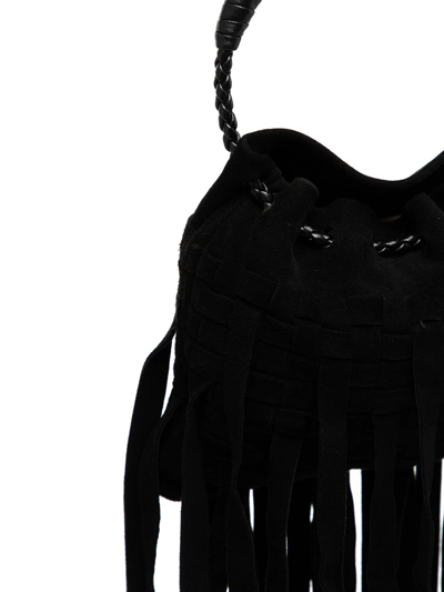 Pre-owned Bottega Veneta Intrecciato Fringed Mini Bag In Black