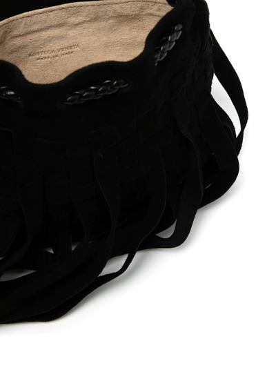 Pre-owned Bottega Veneta Intrecciato Fringed Mini Bag In Black