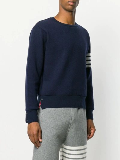 Thom Browne Classic Sweatshirt In Classic Loopback With Engineered 4 Bar Clothing In Blue