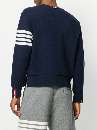 Thom Browne Classic Sweatshirt In Classic Loopback With Engineered 4 Bar Clothing In Blue