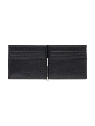 Prada Logo Plaque Wallet In Black