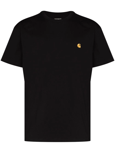 Shop Carhartt Chase Logo-embroidered T-shirt In Schwarz
