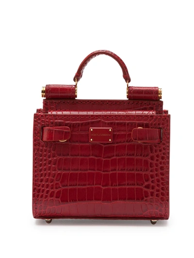 Shop Dolce & Gabbana Micro Sicily 62 Leather Tote Bag In Red