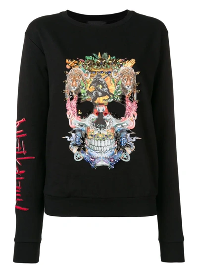 Shop Philipp Plein Embellished Skull Sweatshirt In Black