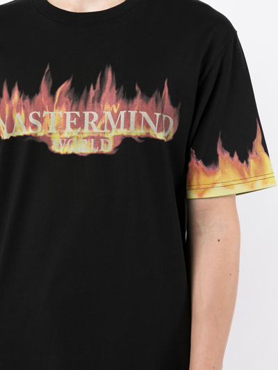 Shop Mastermind Japan Flame Logo-print T-shirt In Black
