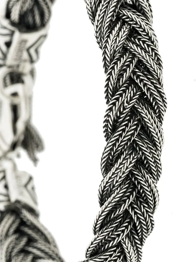 Emanuele Bicocchi Sterling Silver Braided Tassel Bracelet In Metallic