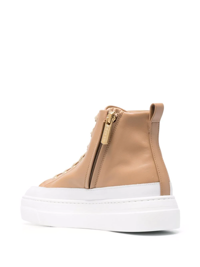 Shop Doucal's Leather High-top Sneakers In Neutrals