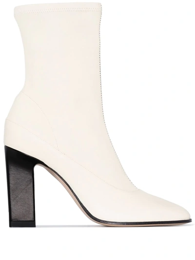 Shop Wandler Lesly 100mm Lambskin Ankle Boots In Neutrals