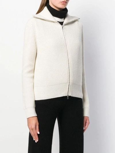 Shop Cashmere In Love Ribbed Roll-neck Isla Cardigan In White