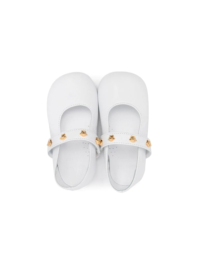 Shop Versace Medusa Stud Ballerina Shoes In White