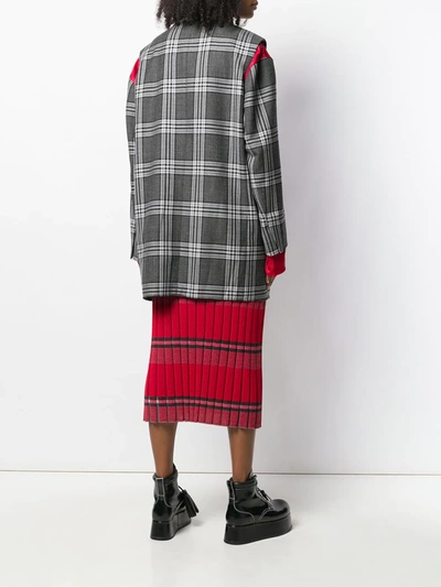 Shop Marni Deconstructed Checkered Coat In Grey