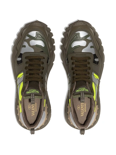 Shop Valentino Rockrunner Camouflage-print Leather Sneakers In Brown