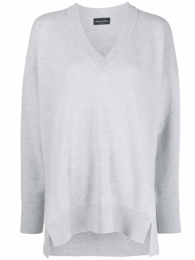 Shop Roberto Collina Slit-detail V-neck Sweater In Grey
