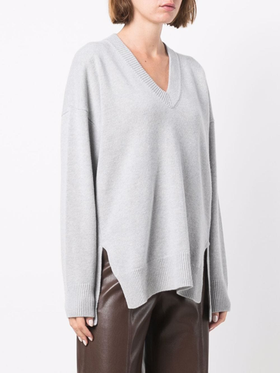 Shop Roberto Collina Slit-detail V-neck Sweater In Grey