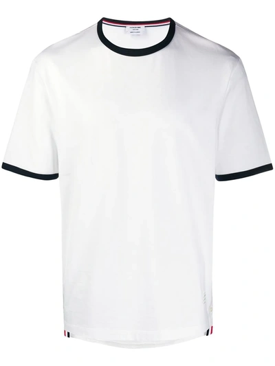 Shop Thom Browne Contrasting-trim T-shirt In White