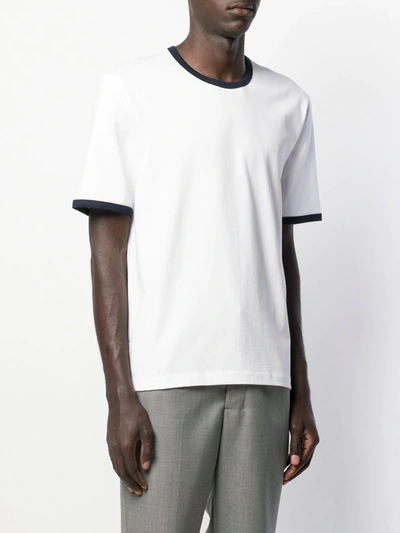 Shop Thom Browne Contrasting-trim T-shirt In White