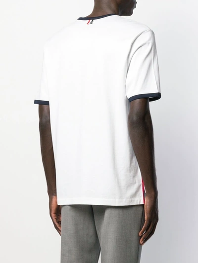 Shop Thom Browne Contrasting-trim T-shirt In White