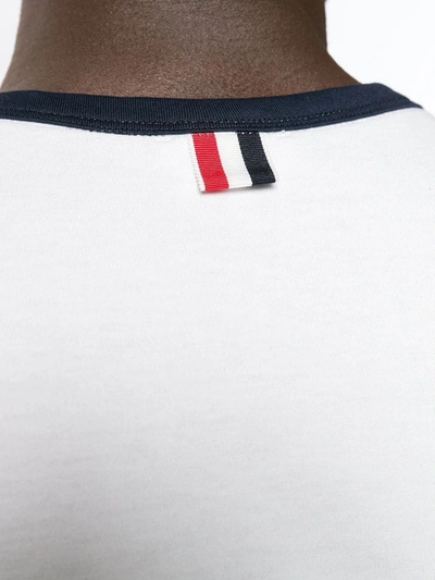 Shop Thom Browne Contrasting-trim T-shirt In White