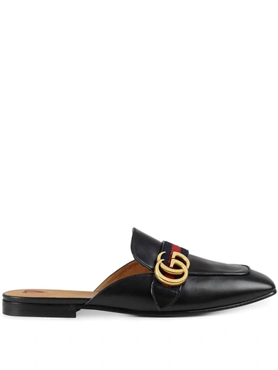 Shop Gucci Web-trimmed Slippers In Black