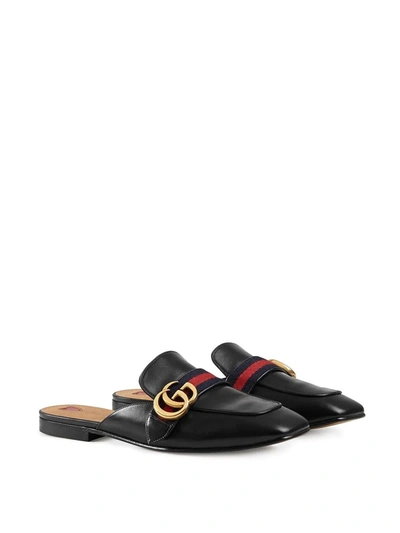 Shop Gucci Web-trimmed Slippers In Black
