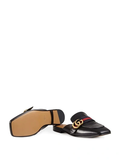 Shop Gucci Web-trimmed Slippers In Black