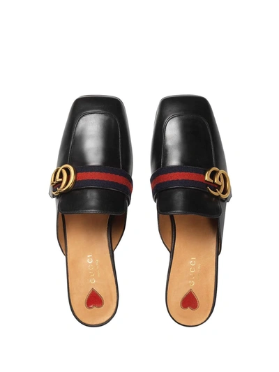 Shop Gucci Web-trimmed Slippers In Black