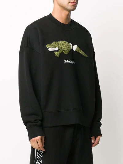 Shop Palm Angels Embroidered-crocodile Sweatshirt In Black