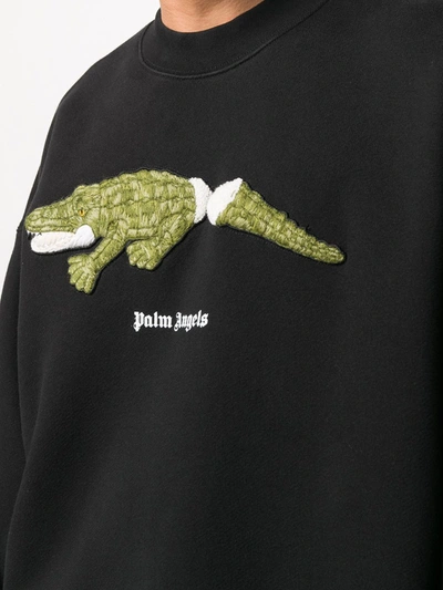 Shop Palm Angels Embroidered-crocodile Sweatshirt In Black