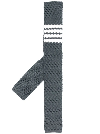 Shop Thom Browne 4-bar Silk Tie In Grey