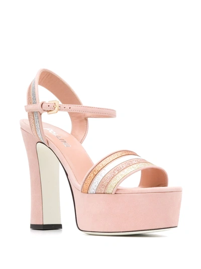 Shop Pollini Glitter Stripe Sandals In Pink