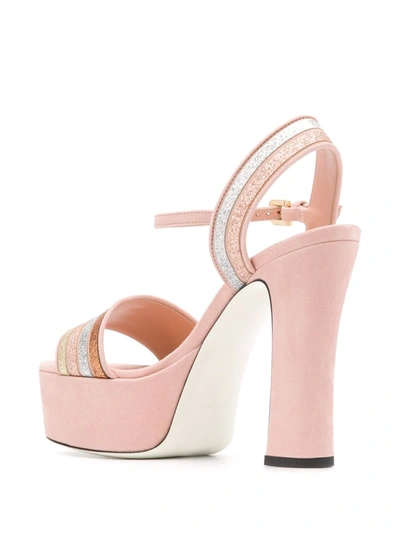 Shop Pollini Glitter Stripe Sandals In Pink