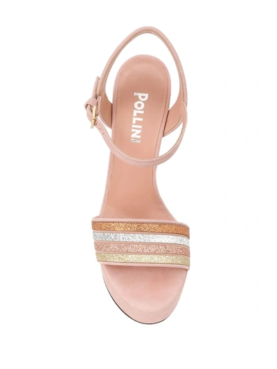 Shop Pollini Glitter Stripe Sandals In Pink