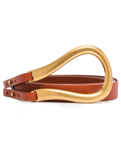 Shop Bottega Veneta Double-strap Leather Belt In Brown