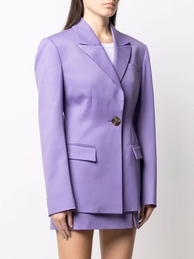 Shop Attico Single-breasted Button-front Blazer In Purple
