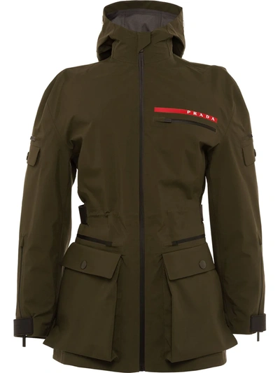 Shop Prada Technical Fabric Short Military Jacket In Green