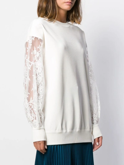 Shop Givenchy Lace Sleeve Sweatshirt In White