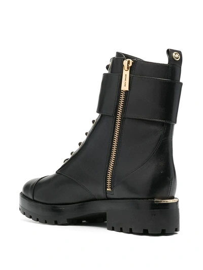 Shop Michael Michael Kors Tatum Leather Combat Boots In Black