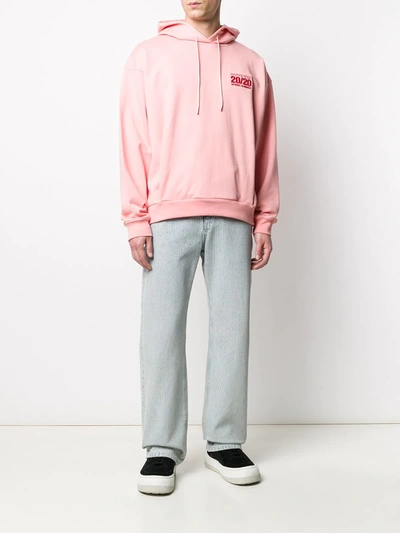 Shop Martine Rose Embroidered Logo Hoodie In Pink