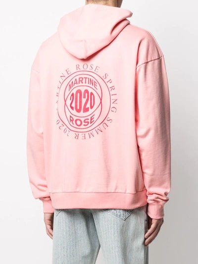 Shop Martine Rose Embroidered Logo Hoodie In Pink