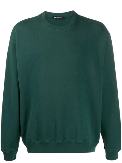 Shop Balenciaga Printed Logo Sweatshirt In Green