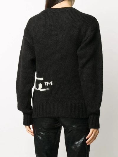 Shop Off-white Logo Intarsia Crew Neck Jumper In Black