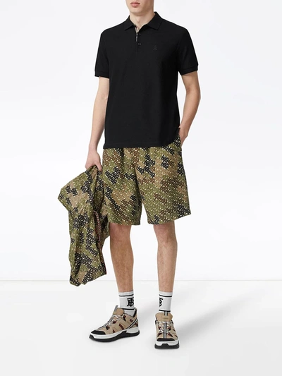 Burberry Monogram Motif Polo Shirt In Black