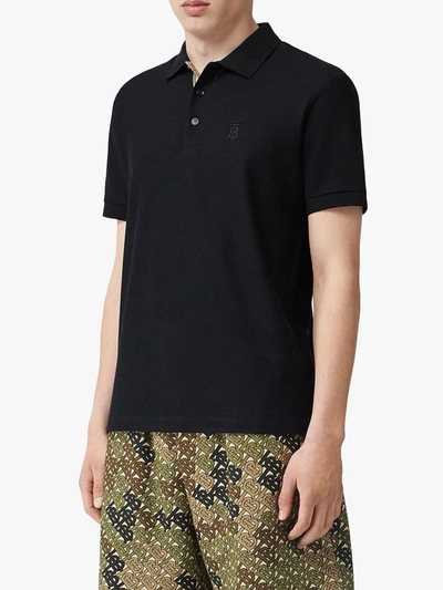 BURBERRY MONOGRAM MOTIF COTTON PIQUÉ POLO SHIRT - 黑色