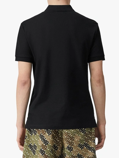 Shop Burberry Monogram Motif Cotton Piqué Polo Shirt In Black