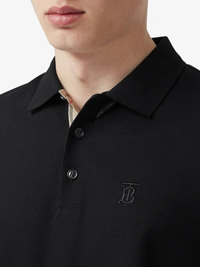 BURBERRY MONOGRAM MOTIF COTTON PIQUÉ POLO SHIRT - 黑色