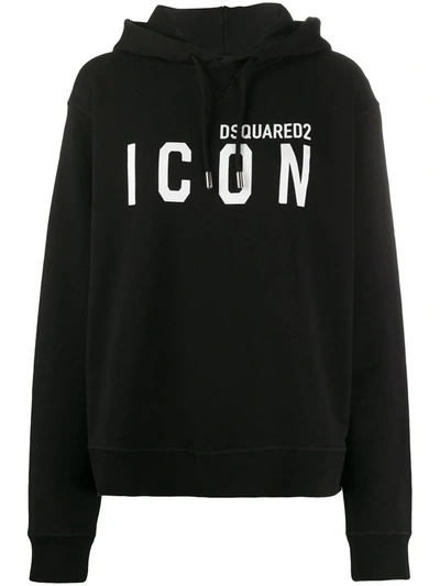 Shop Dsquared2 Icon Logo Hooded Sweatshirt In Black